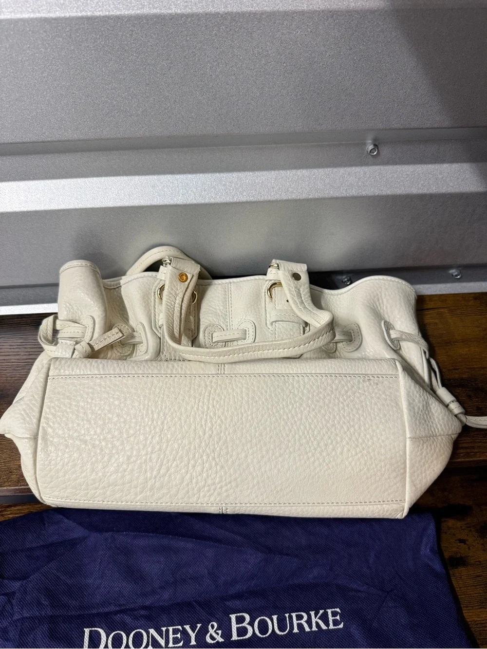 Dooney & Bourke CHIARA Hand Bag Purse White Pebble Grain Leather and Pink Great